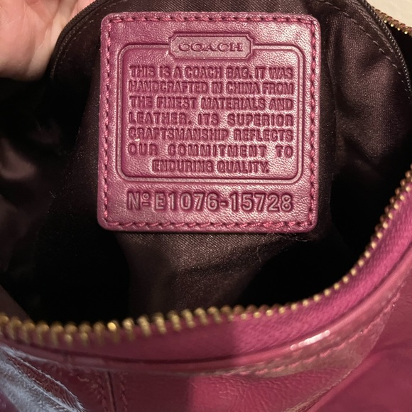 Coach purple patent leather satchel with gold toned hardware. NWOT - Picture 7 of 12